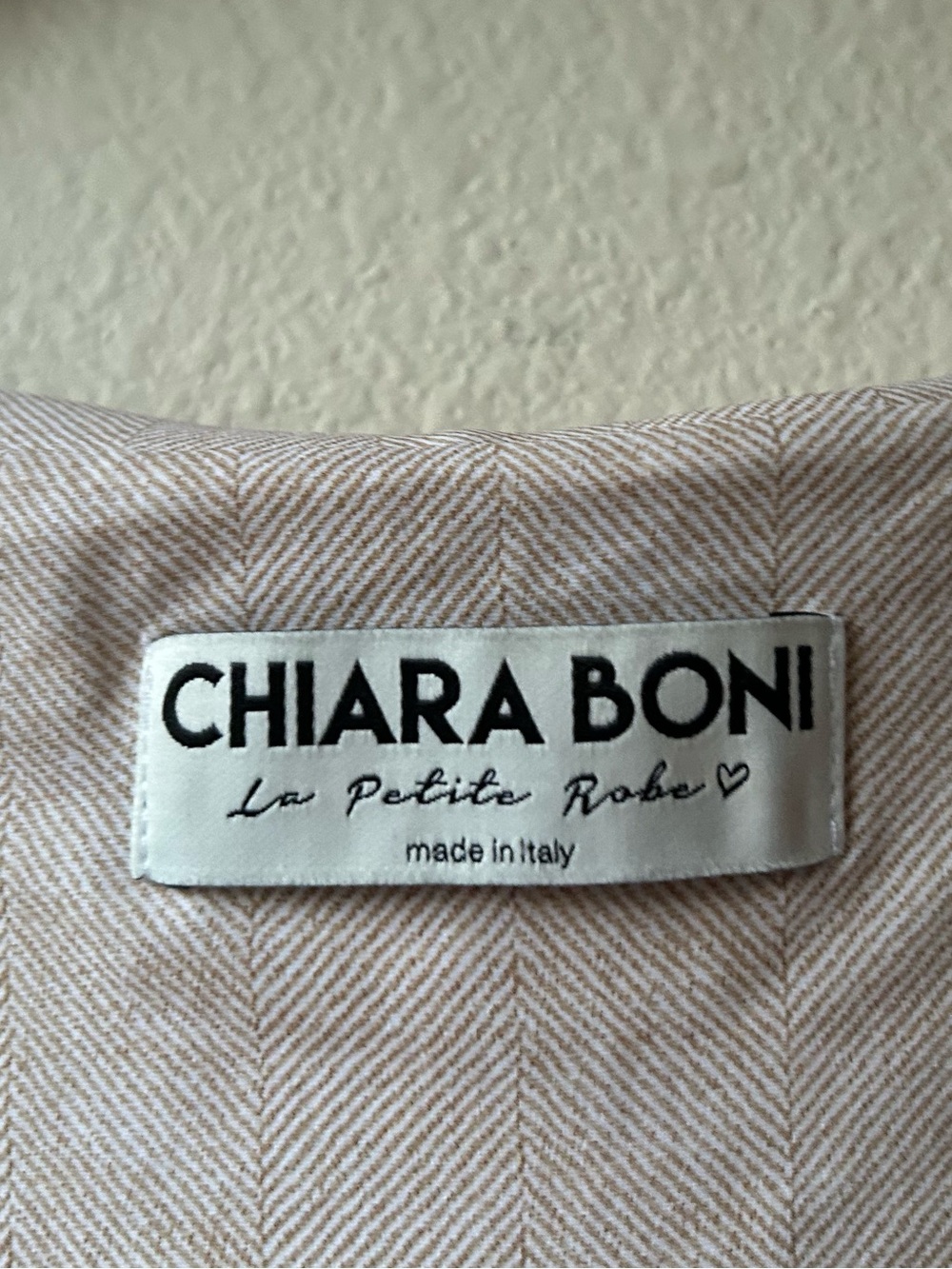Chiara Boni La Petite Robe Draped Faux Wrap Dress Pullover Cream Chevron Sz XL - Picture 11 of 14